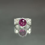Garnet Deco Culet Ring in Sterling Silver - Size 5.5