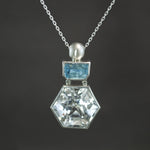 Quartz and Aquamarine Razzle Dazzle Pendant in Sterling Silver