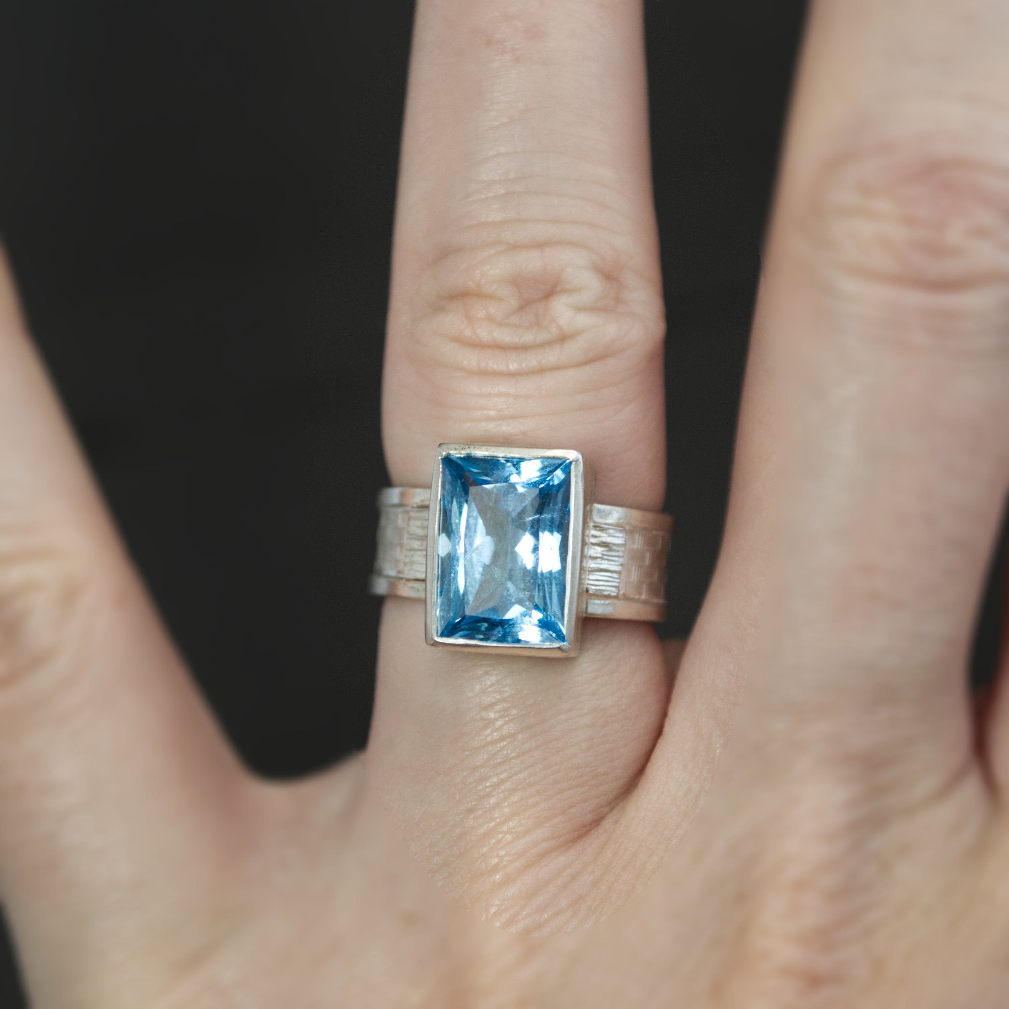 Blue Topaz Boudoir Ring - Size 6.75