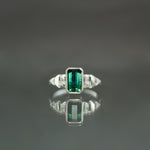 Teal Green Tourmaline Culet Ring in Sterling Silver - Size 8
