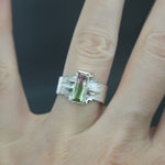 Watermelon Tourmaline Wide Textured Band Bracket Ring in Sterling Silver - Size 7.25