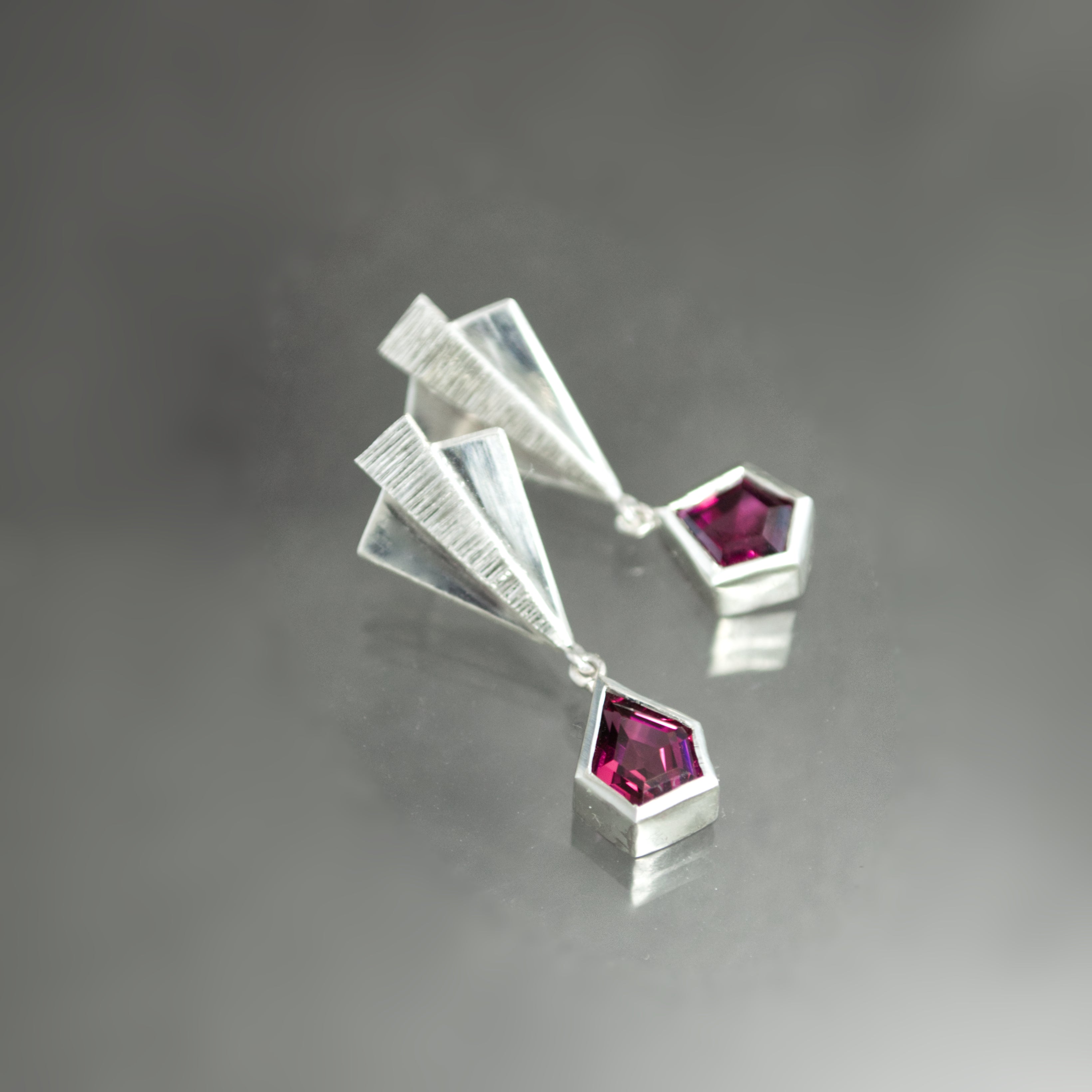 Rhodolite Garnet Deco Earrings