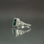Teal Green Tourmaline Culet Ring in Sterling Silver - Size 8