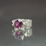 Garnet Deco Culet Ring in Sterling Silver - Size 5.5