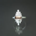 Peach Tourmaline Deco Sconce Ring in Sterling Silver - Size 6