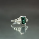 Teal Green Tourmaline Culet Ring in Sterling Silver - Size 8
