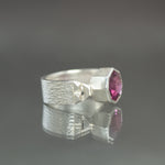 Garnet Deco Culet Ring in Sterling Silver - Size 5.5