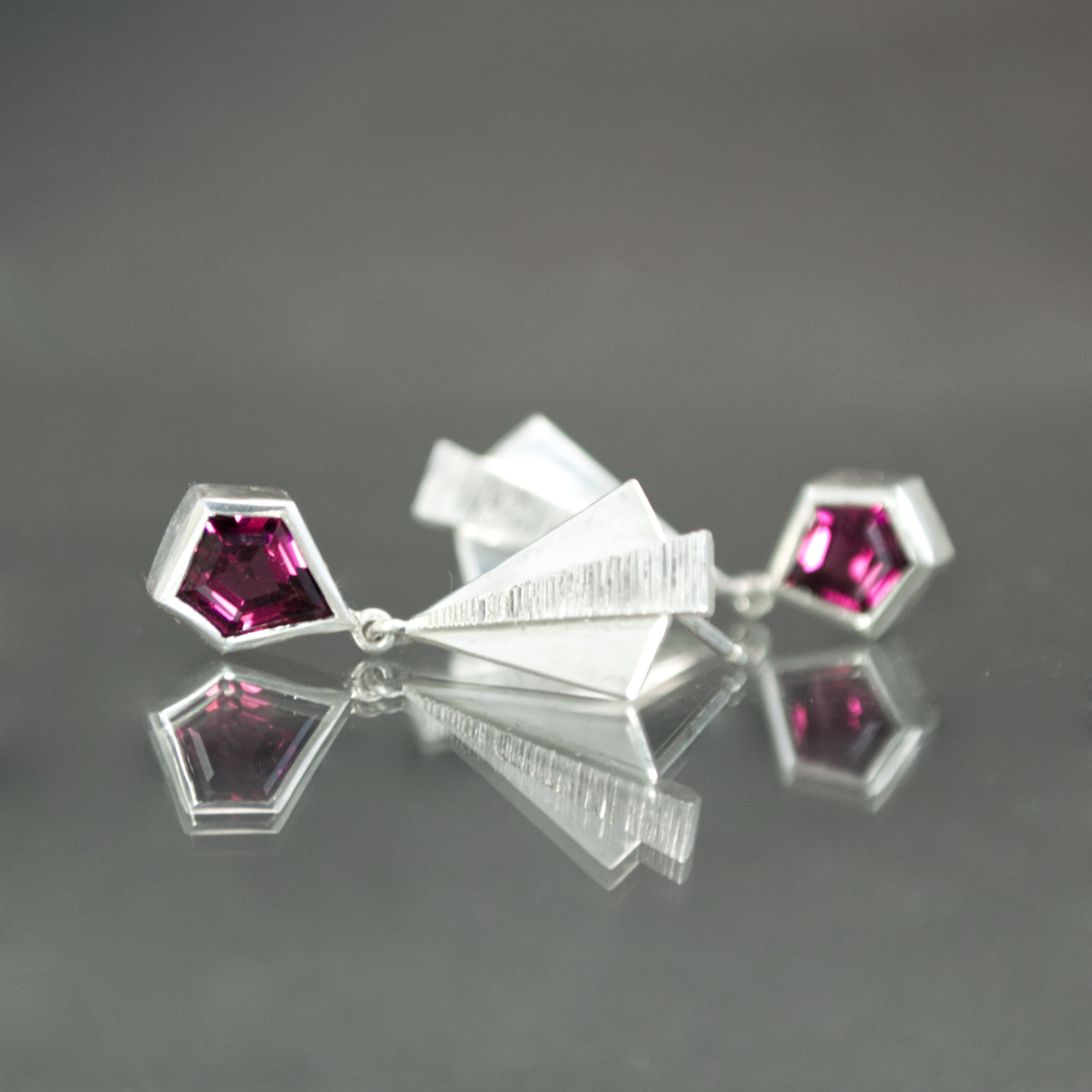 Rhodolite Garnet Deco Earrings