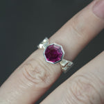 Garnet Deco Culet Ring in Sterling Silver - Size 5.5