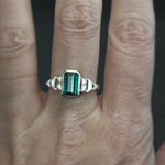 Teal Green Tourmaline Culet Ring in Sterling Silver - Size 8