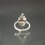 Peach Tourmaline Deco Sconce Ring in Sterling Silver - Size 6