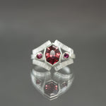 Garnet and Sapphire RIng in Sterling Silver - Size 7.75
