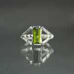 Green Tourmaline Fanned Culet Ring in Sterling SIlver - Size 8