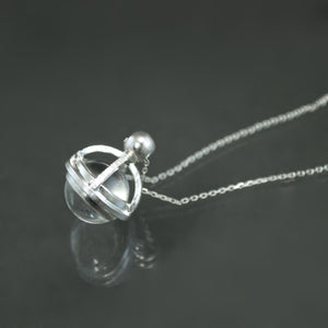 Small Quartz Fob Necklace in Sterling Silver