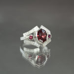Garnet and Sapphire RIng in Sterling Silver - Size 7.75