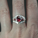 Garnet and Sapphire RIng in Sterling Silver - Size 7.75