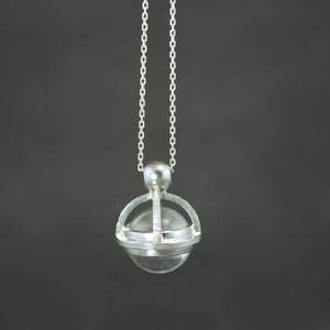 Small Quartz Fob Necklace in Sterling Silver