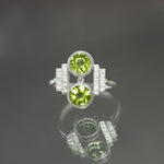 Peridot Duette Ring in Sterling Silver - Size 6.75