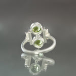 Peridot Duette Ring in Sterling Silver - Size 6.75