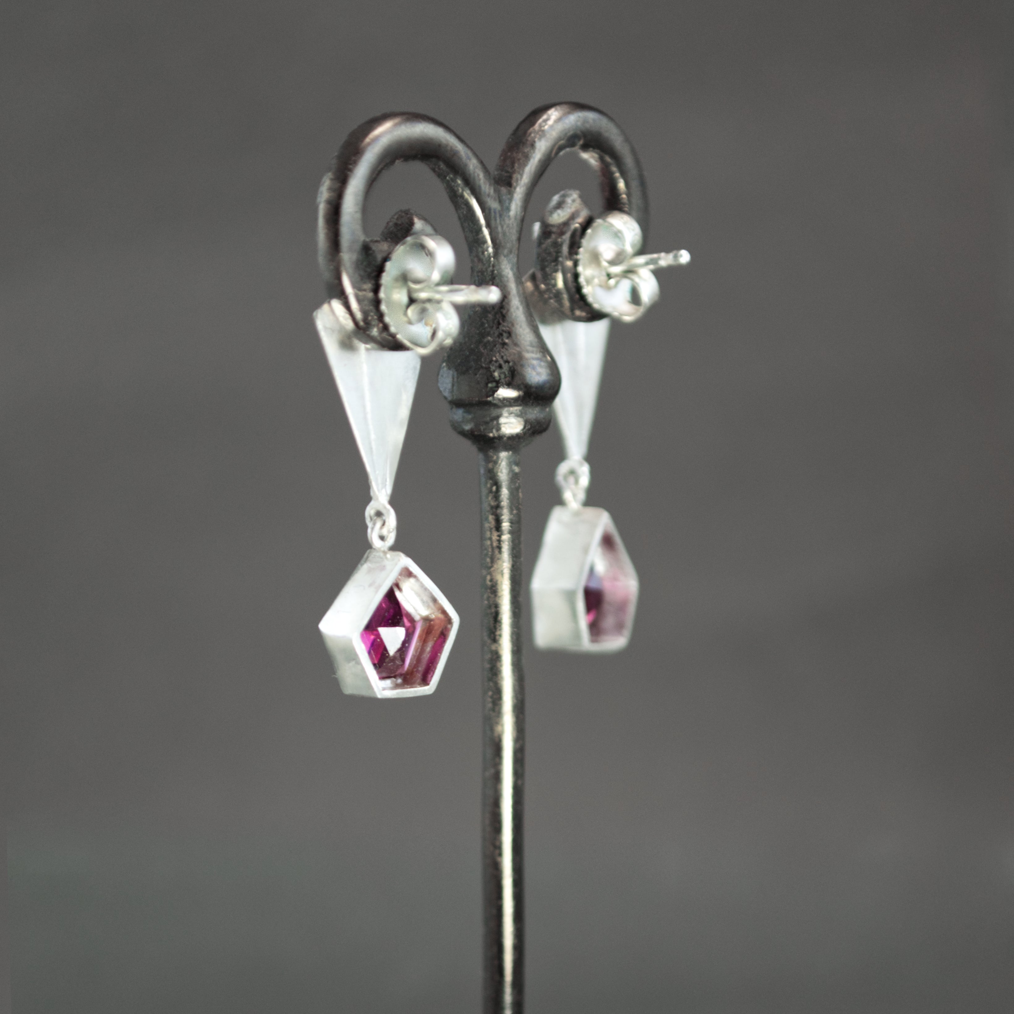 Rhodolite Garnet Deco Earrings