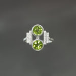 Peridot Duette Ring in Sterling Silver - Size 6.75