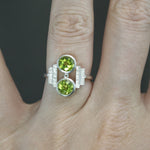 Peridot Duette Ring in Sterling Silver - Size 6.75