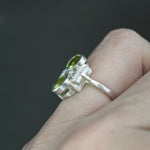 Peridot Duette Ring in Sterling Silver - Size 6.75