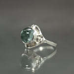 Aquamarine High Dome Culet Ring in Sterling Silver - Size 7