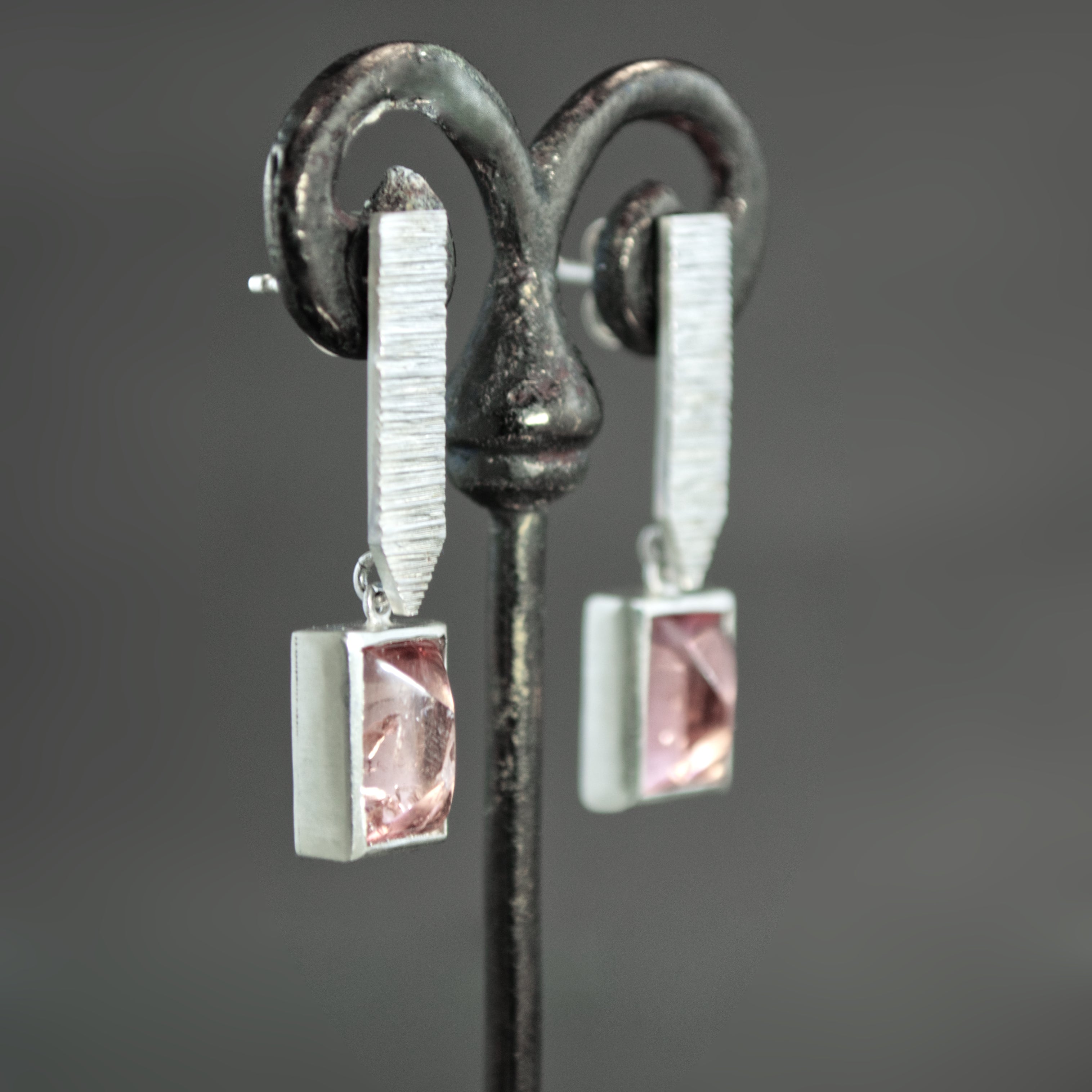 Pink Tourmaline Dart Earrings