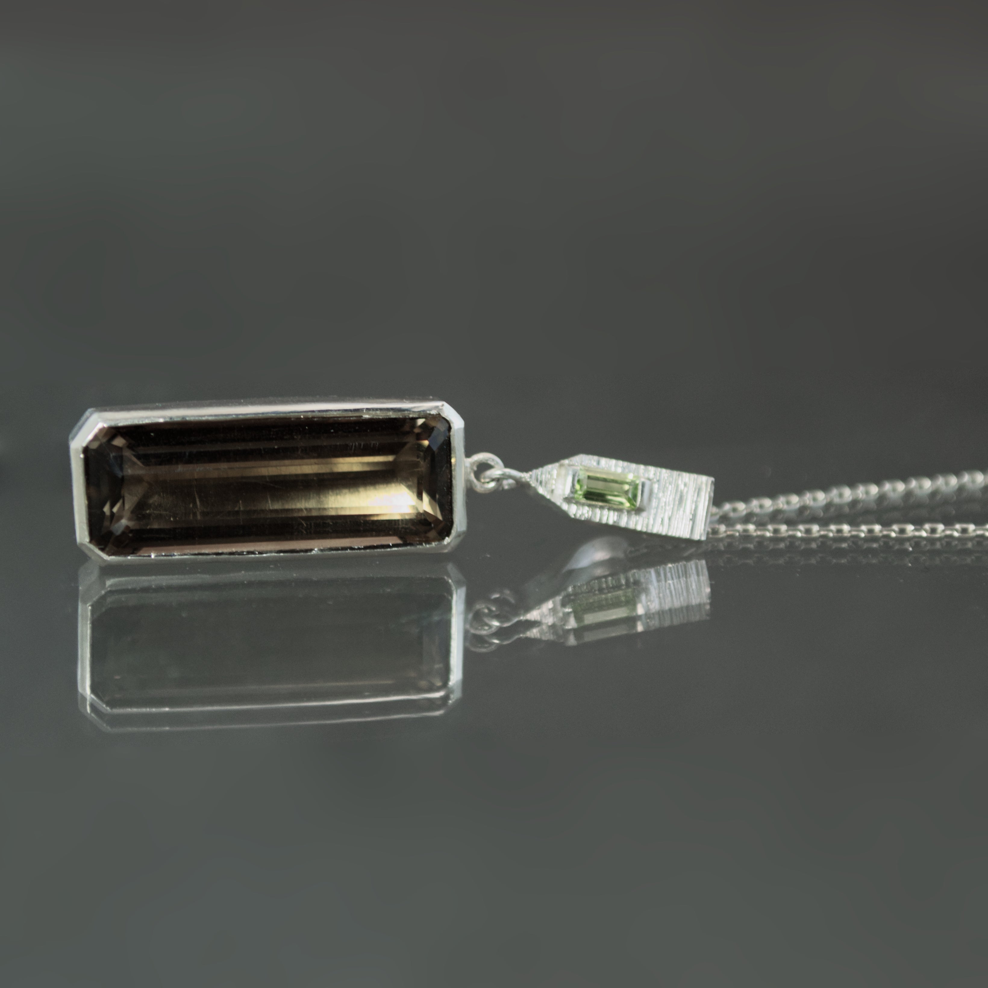 Smoky Quartz and Peridot Dart Pendant