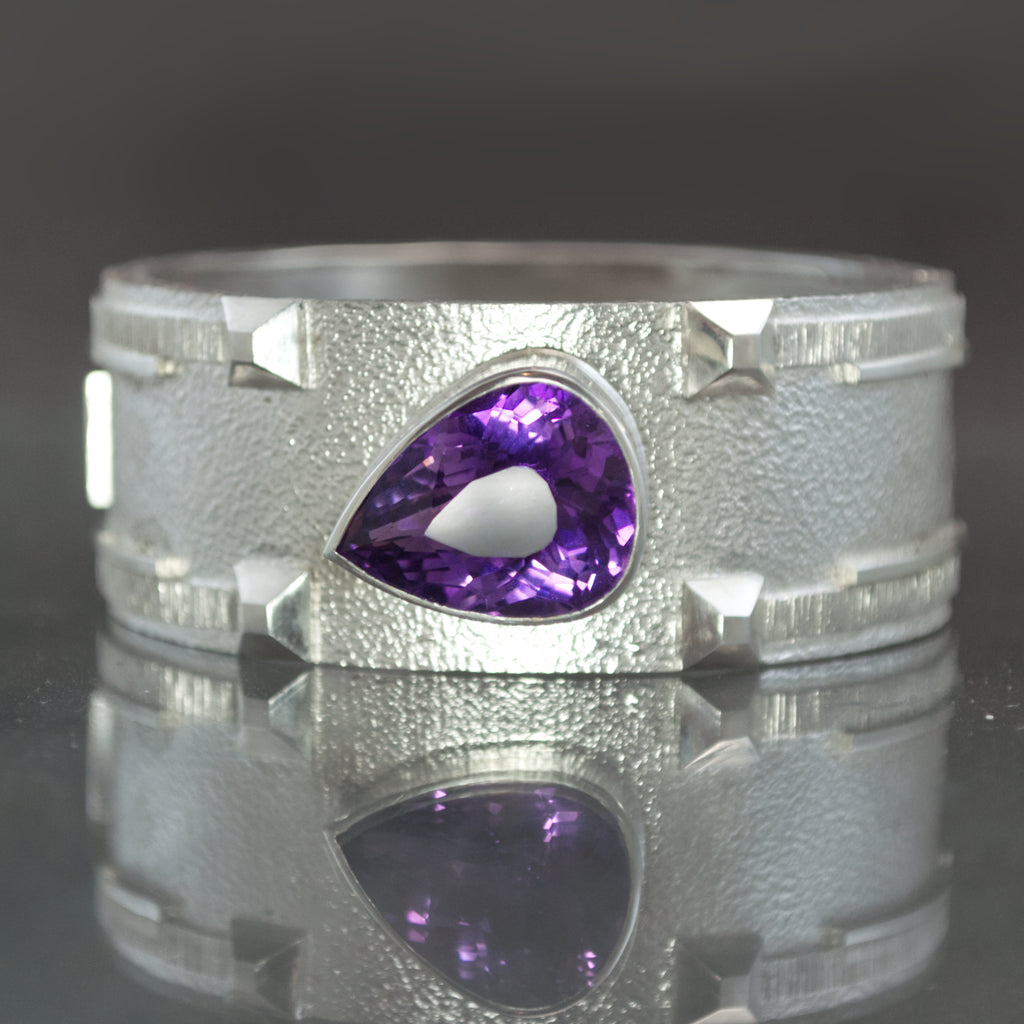 Amethyst Hinged Bangle Bracelet