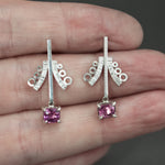 Pink Spinel Snowdrop Earrings in Sterling Silver