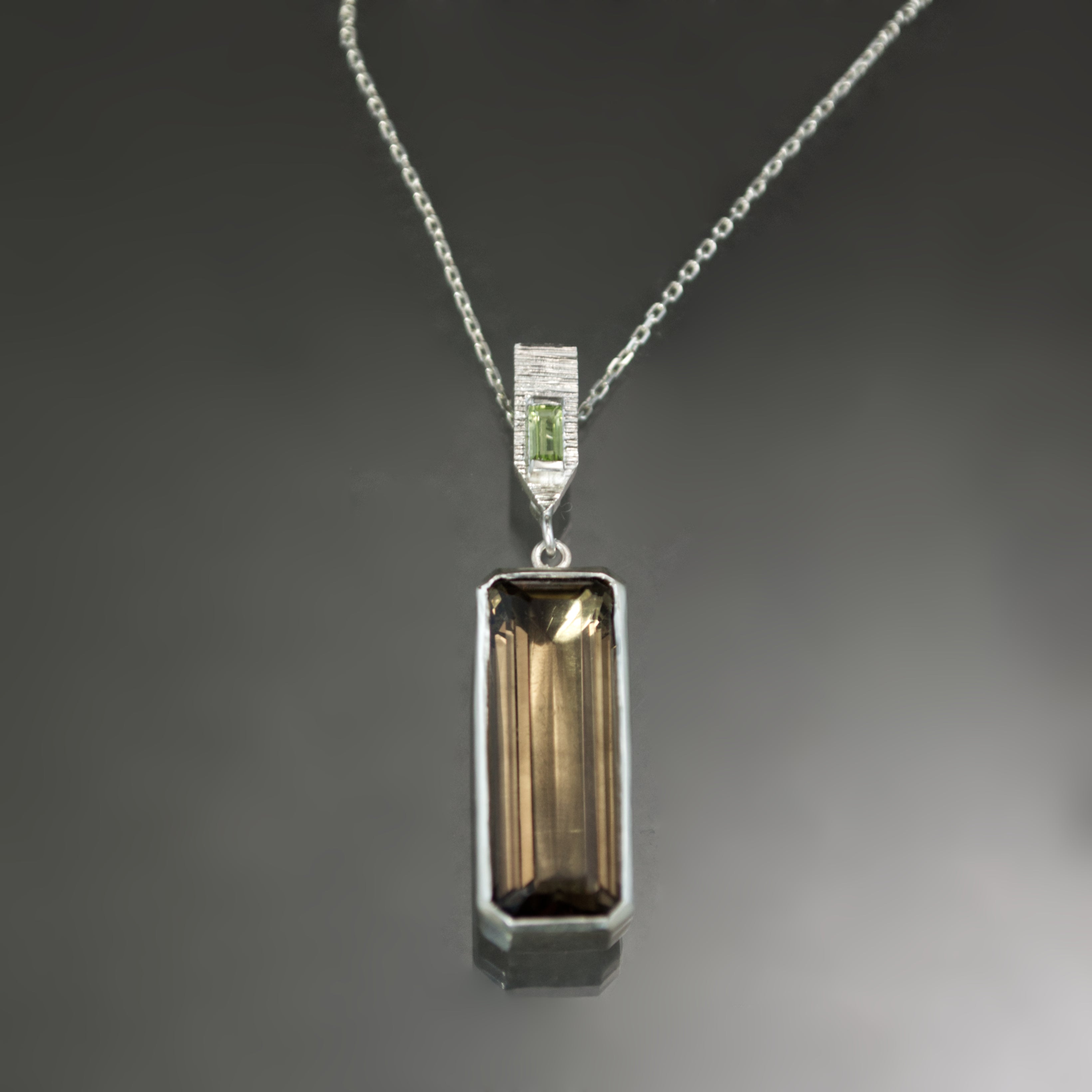 Smoky Quartz and Peridot Dart Pendant