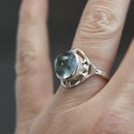 Aquamarine High Dome Culet Ring in Sterling Silver - Size 7