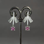 Pink Spinel Snowdrop Earrings in Sterling Silver