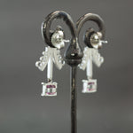 Pink Spinel Snowdrop Earrings in Sterling Silver