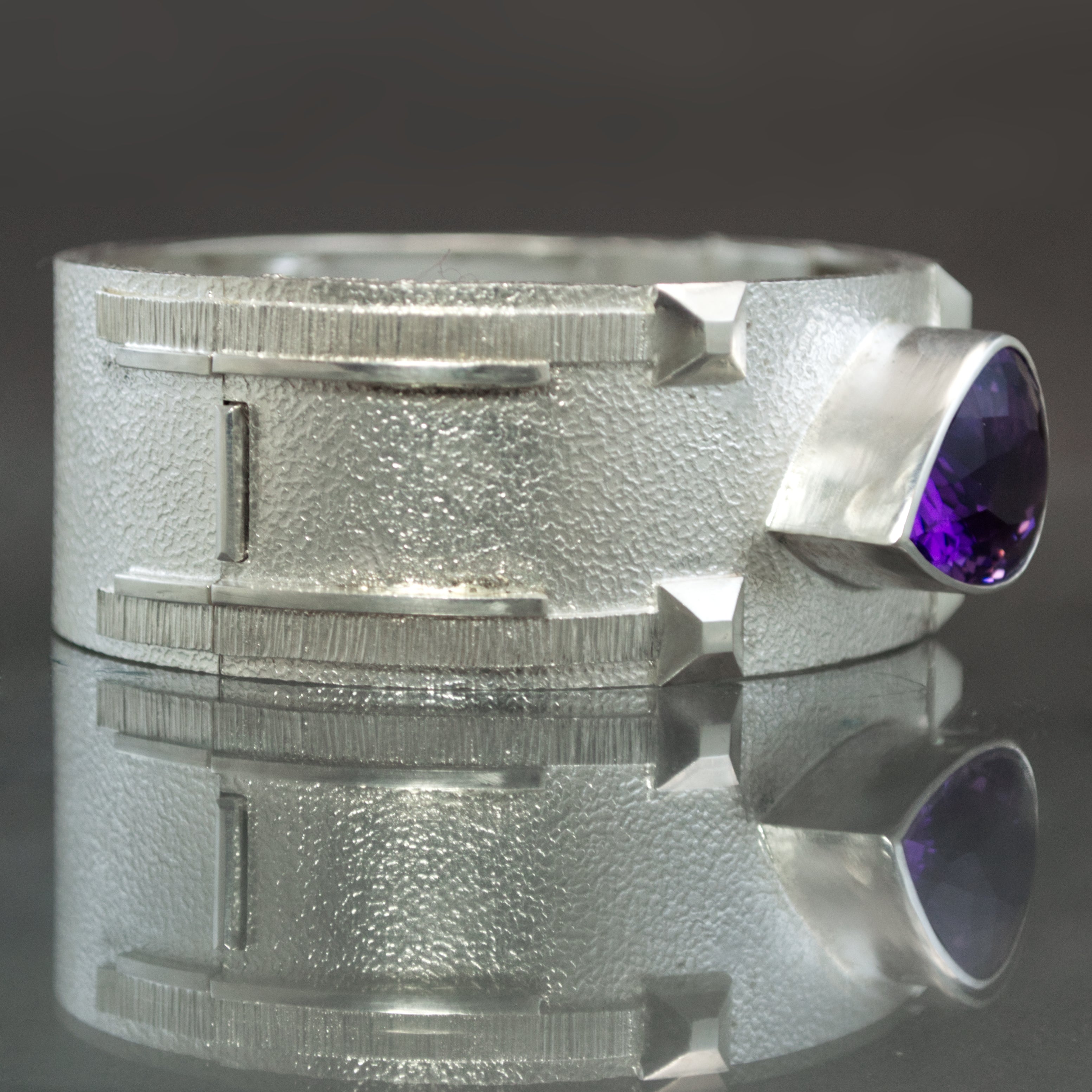 Amethyst Hinged Bangle Bracelet