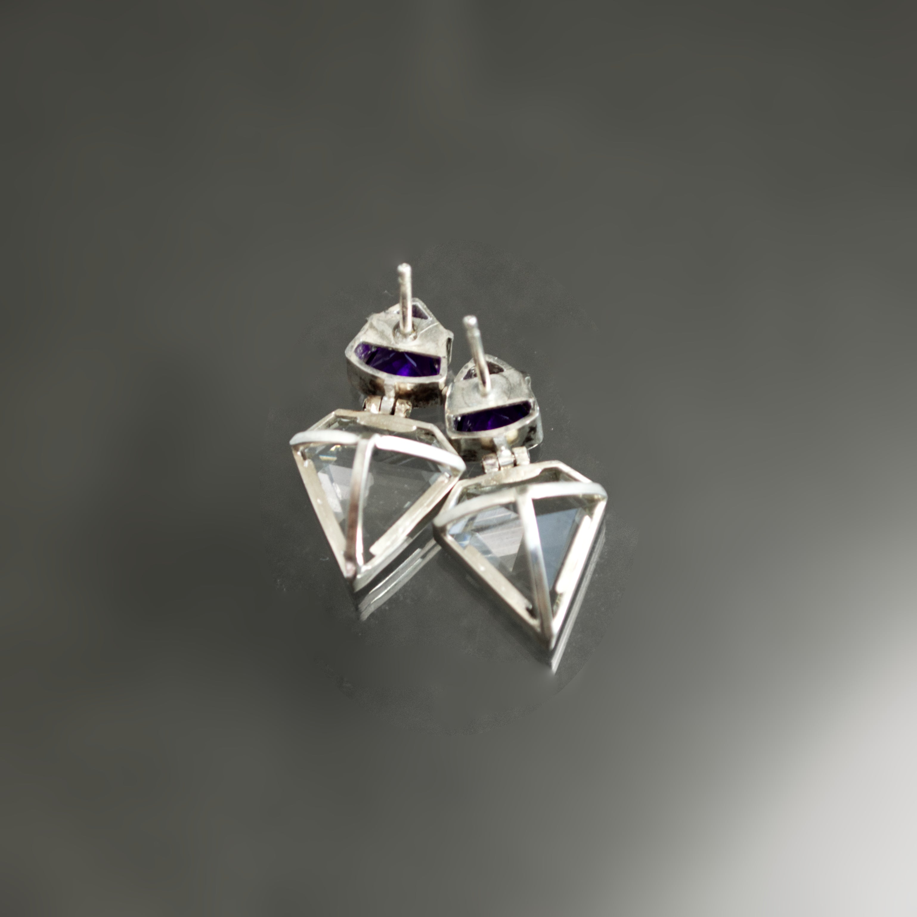 Amethyst and Quartz Geometric Earrings