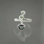 Tourmaline and Sapphire Serpent Ring in Sterling Silver - Size 6.75