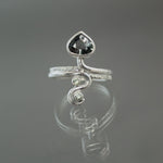 Tourmaline and Sapphire Serpent Ring in Sterling Silver - Size 6.75