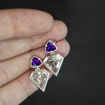 Amethyst and Quartz Geometric Earrings