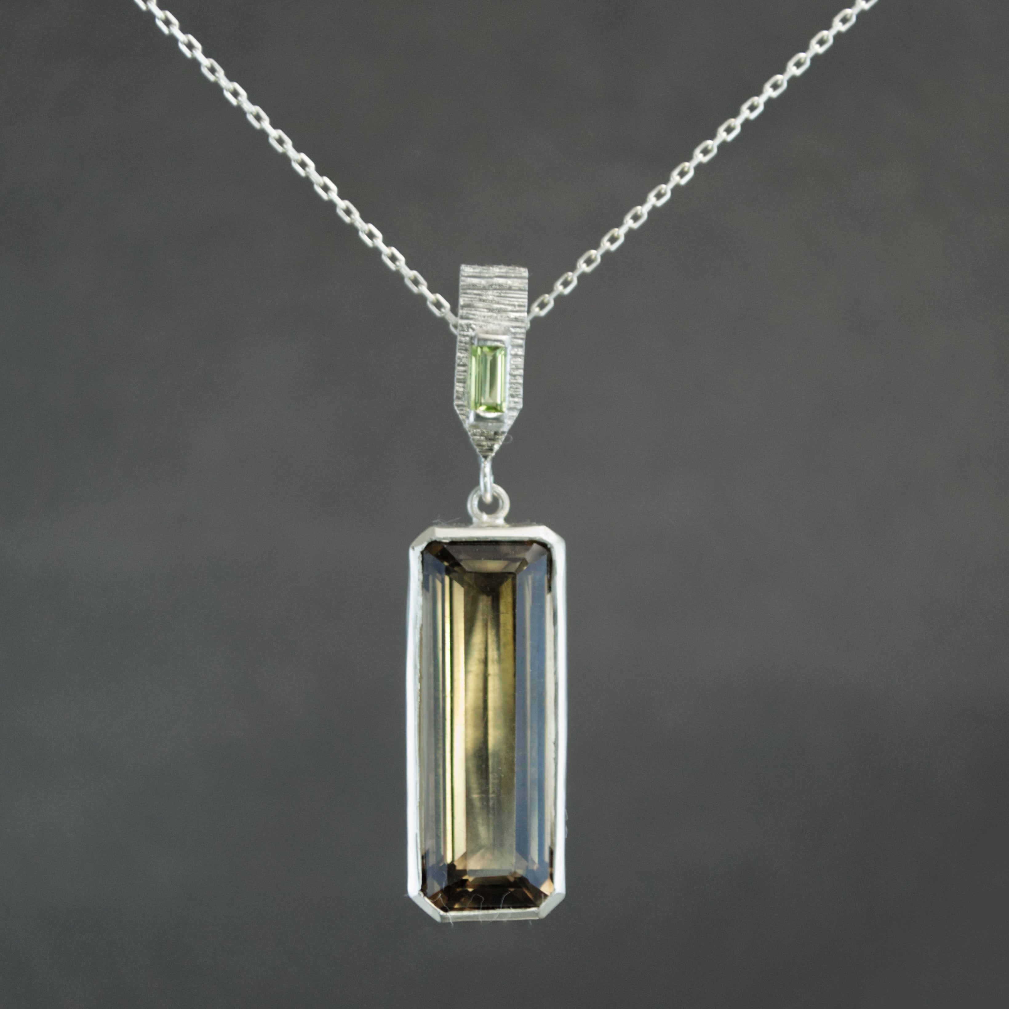 Smoky Quartz and Peridot Dart Pendant