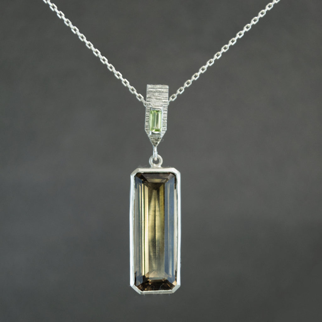 Smoky Quartz and Peridot Dart Pendant