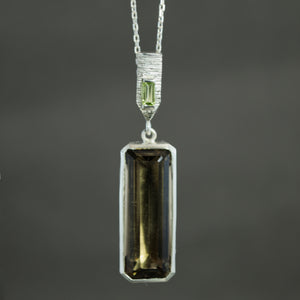 Smoky Quartz and Peridot Dart Pendant