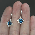 London Blue Topaz Deco Frame Earrings in Sterling Silver