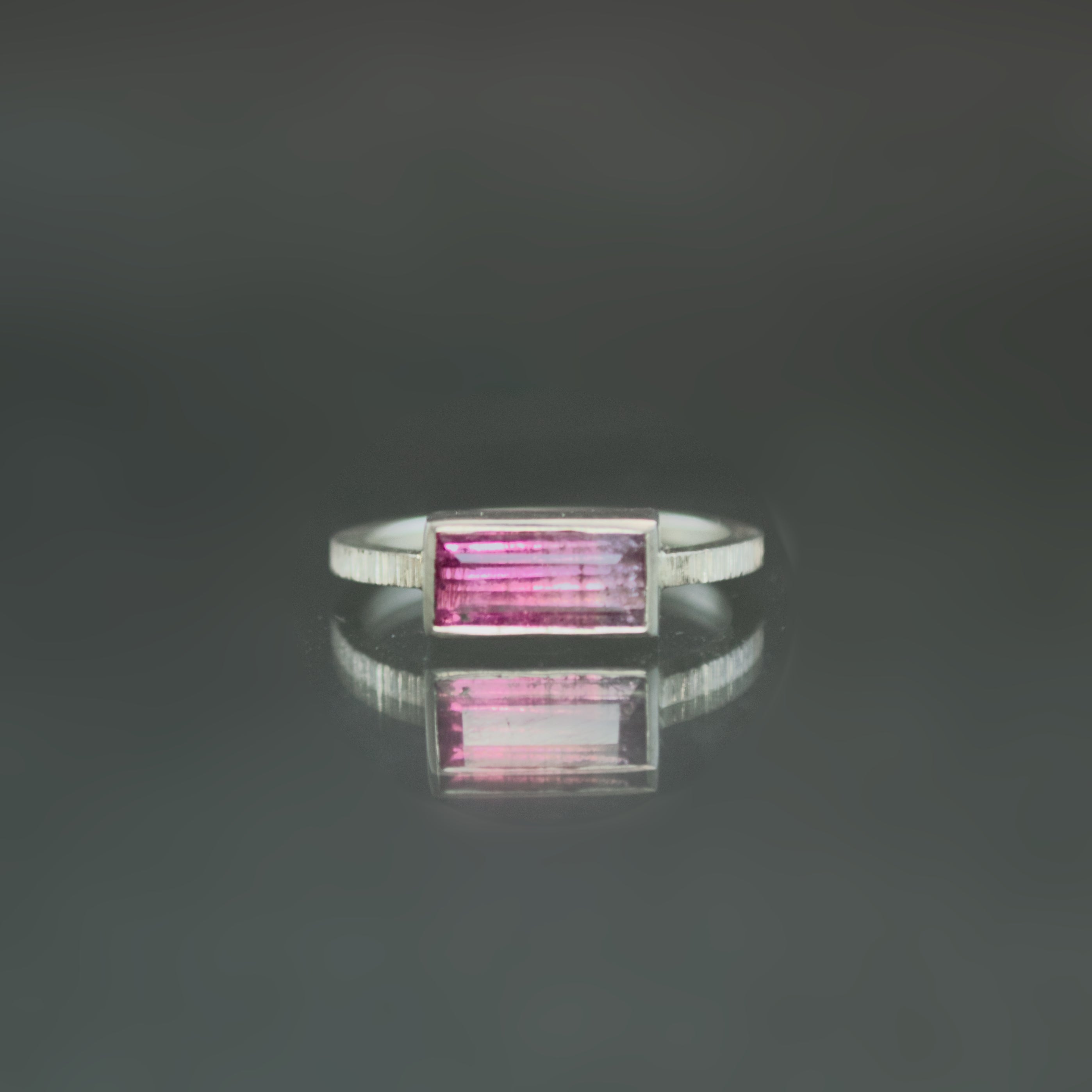 Bi Color Tourmaline Coined Ring - Size 6.5