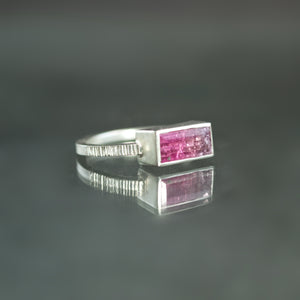 Bi Color Tourmaline Coined Ring - Size 6.5