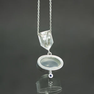White Moonstone and Sapphire Dart Pendant