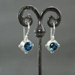 London Blue Topaz Deco Frame Earrings in Sterling Silver