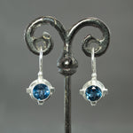 London Blue Topaz Deco Frame Earrings in Sterling Silver